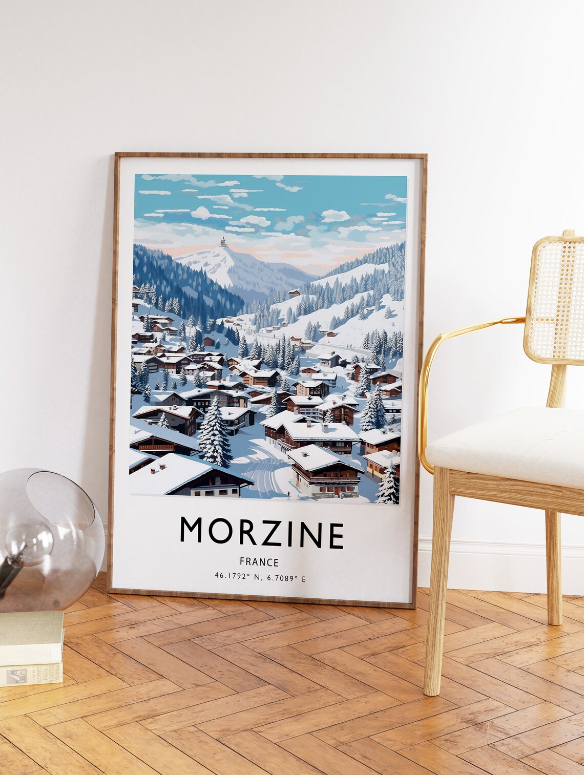 Morzine France Snowy Ski Village Alpine Resort Travel Poster - Image 2