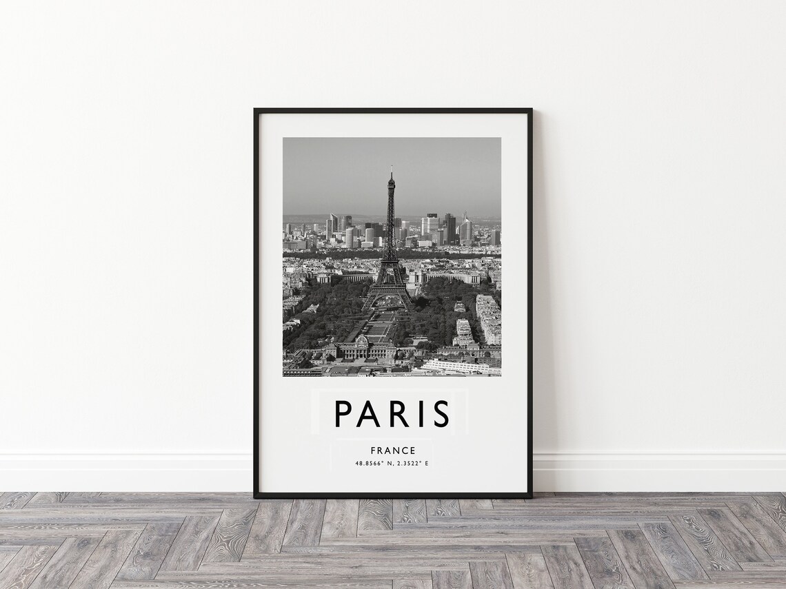 Paris France Black And White Eiffel Tower Aerial Photography Poster - Image 2