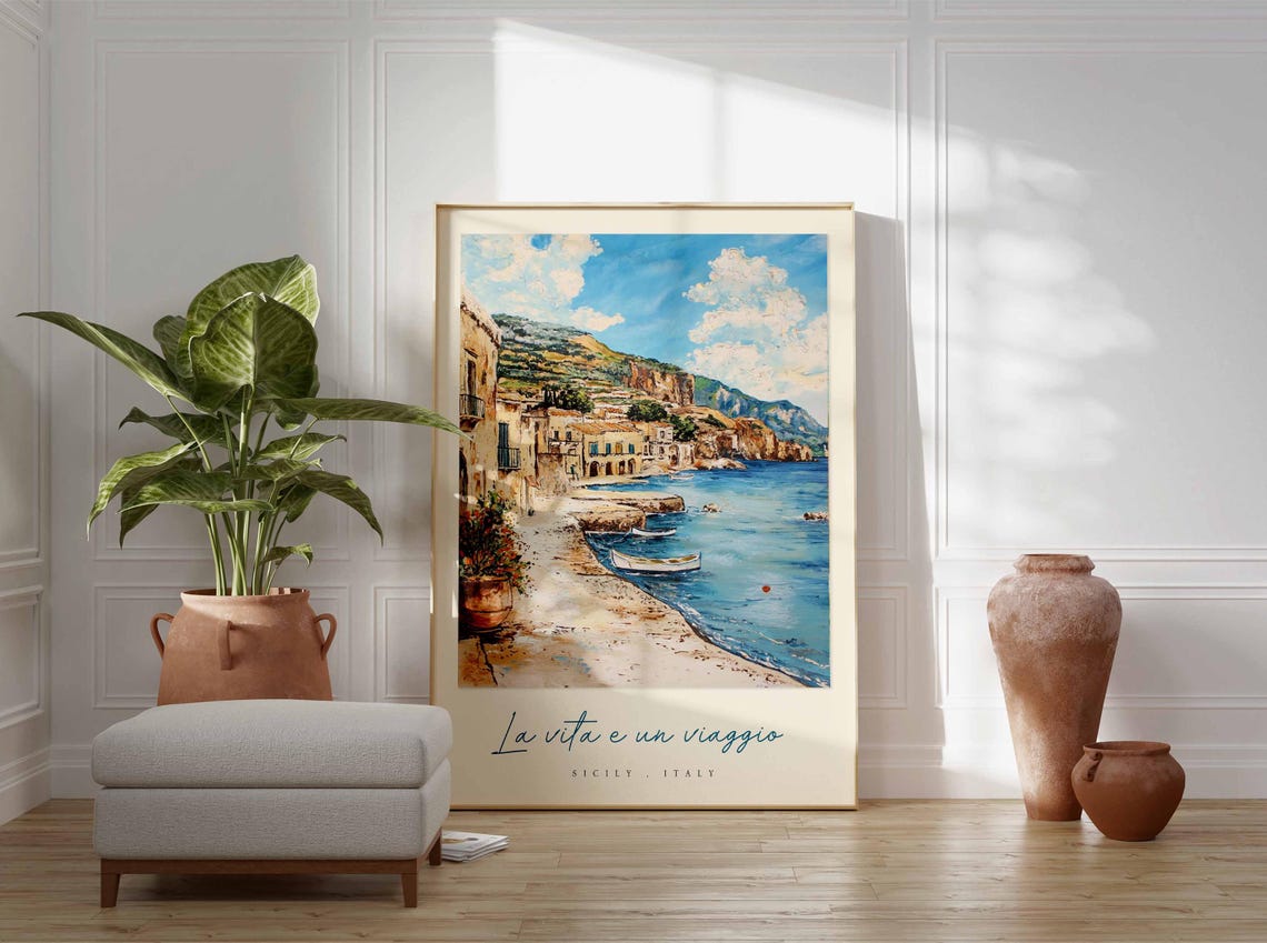 Sicily Poster Italian Travel Print Sicily Travel Art Sicily Wall Art Italy Art Italy Travel Decor Italian Travel Gift - Image 3