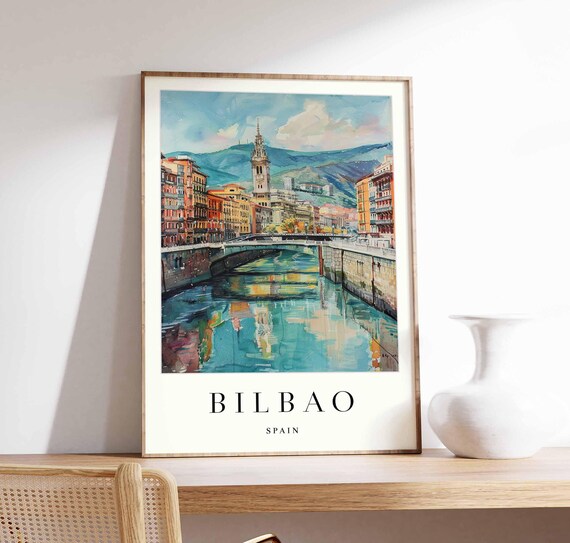 Bilbao Poster Spain Print Wall Art Guggenheim Museum Basque Country Skyline Travel