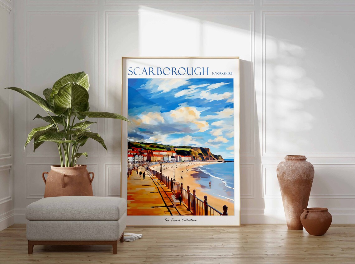 Scarborough Poster Scarborough Travel Print North Yorkshire Travel Poster British Decor Tropical Decor Scarborough Travel Poster - Image 3