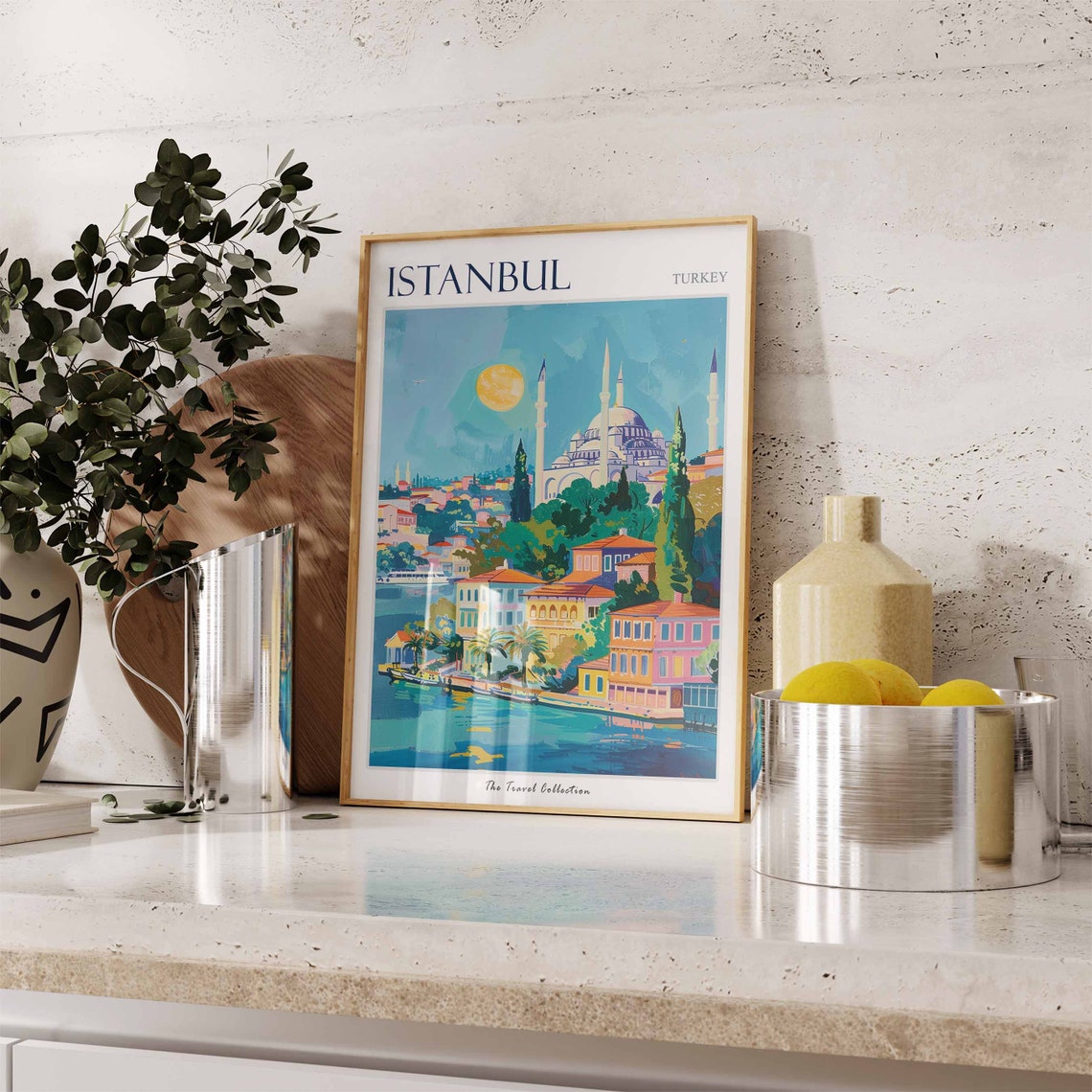 Istanbul Mosque Silhouette Moonlit Skyline Turkey Travel Poster - Image 3