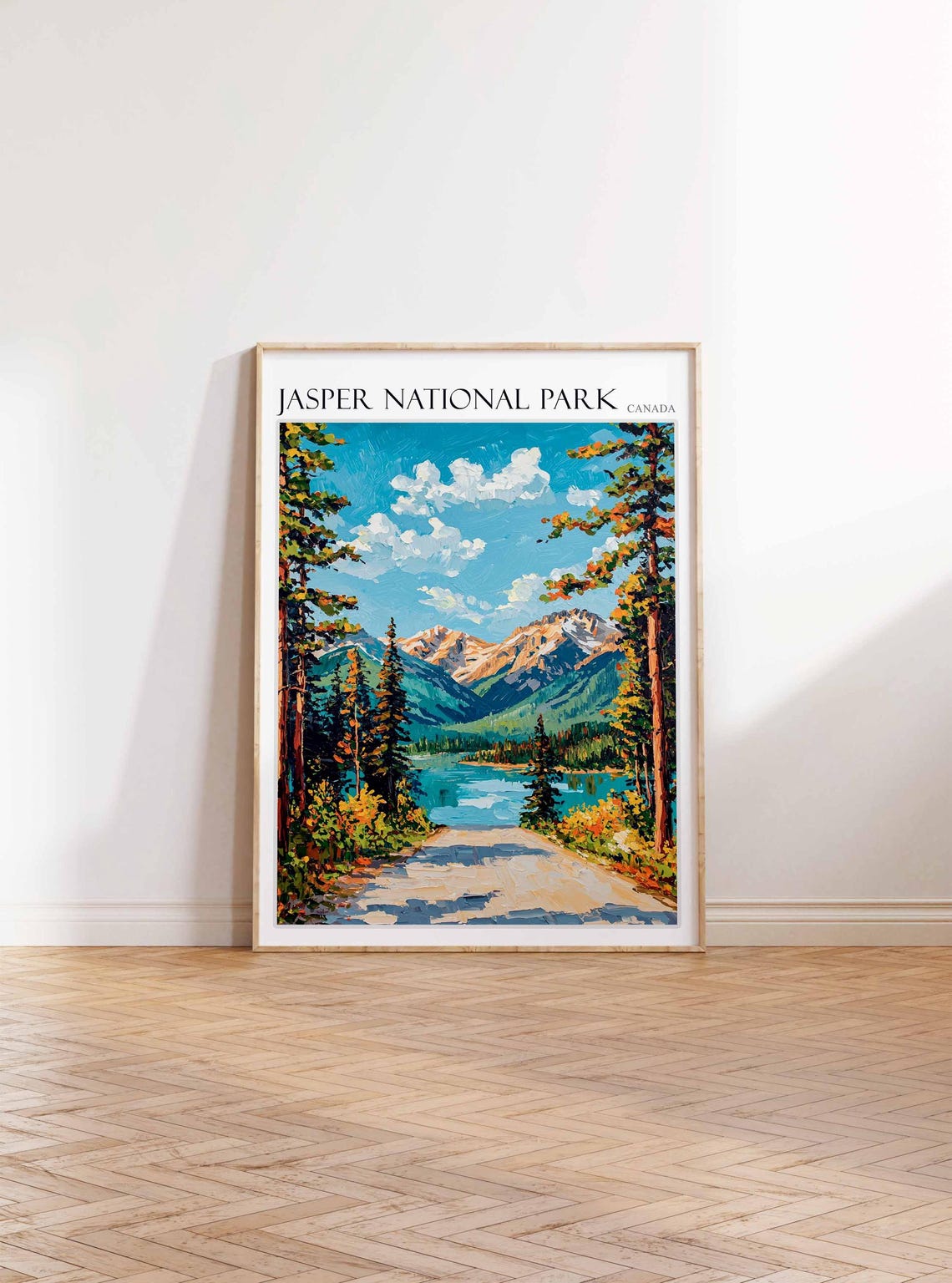 Jasper National Park Canada Sunlit Pine Road To Turquoise Lake Poster - Image 3