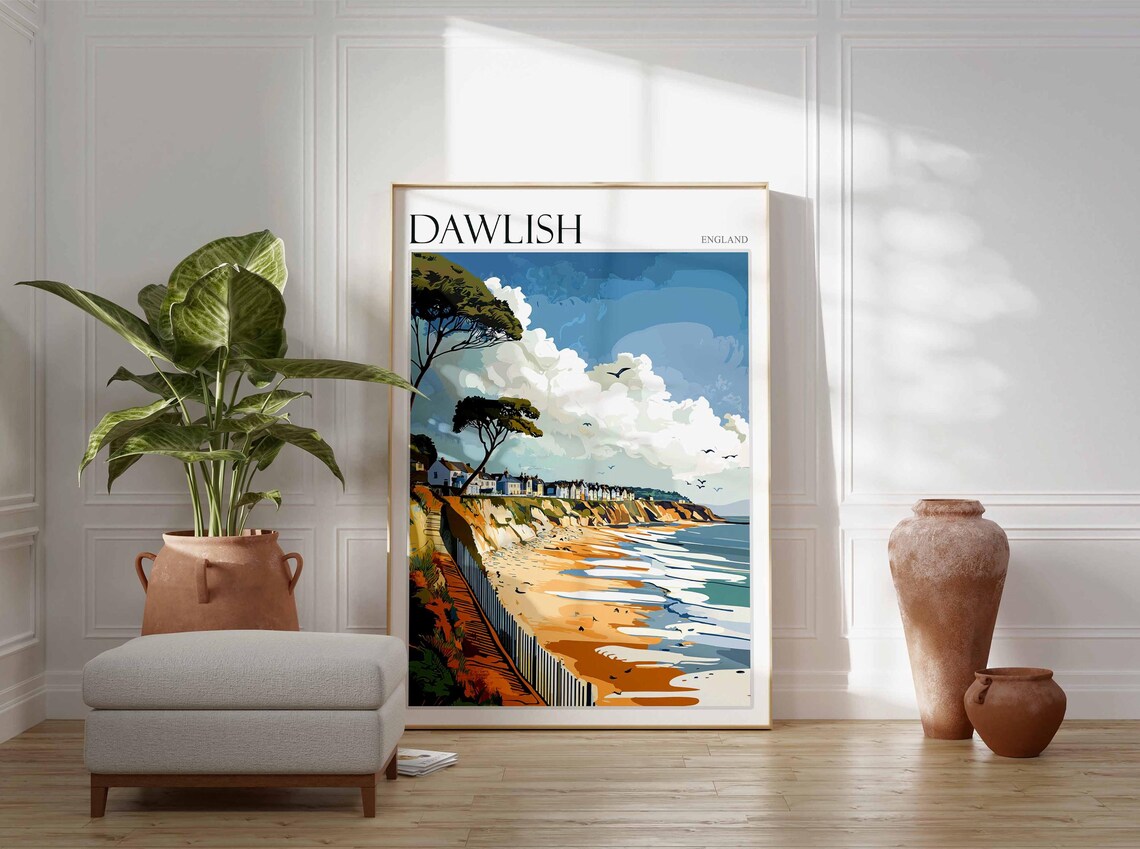 Dawlish Poster Devon Poster England Travel Poster Coastal Wall Art English Home Decor Seaside Town Poster Uk Travel Print Dawlish Art - Image 3
