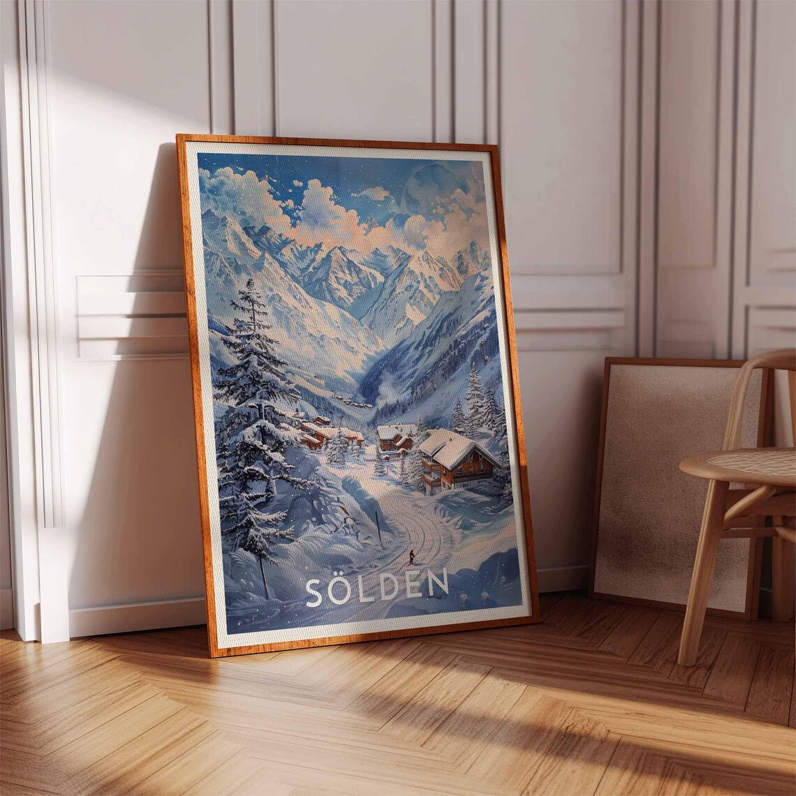 Sölden Starry Blue Night Mountains Above the Ski Chalets Poster - Image 3