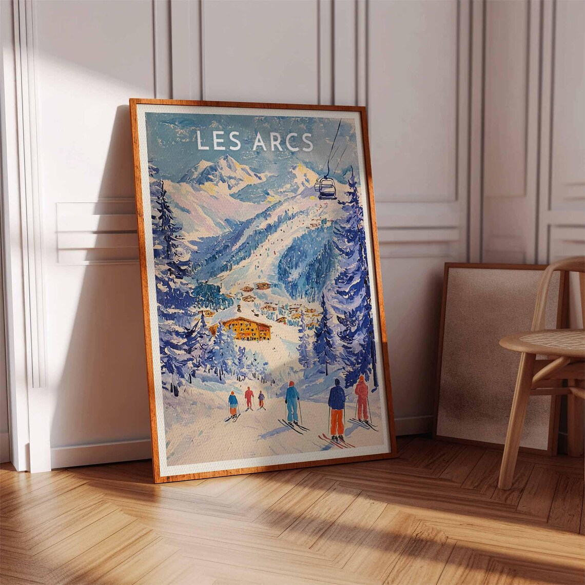 Les Arcs France Skiers Chairlift Alpine Village Peaks Ski Poster - Image 3