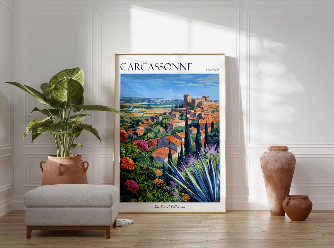 Carcassonne Poster France Travel Print French Decor Europe Travel Poster European Wall Art Carcassonne Gift Carcassonne Travel Poster - Image 3