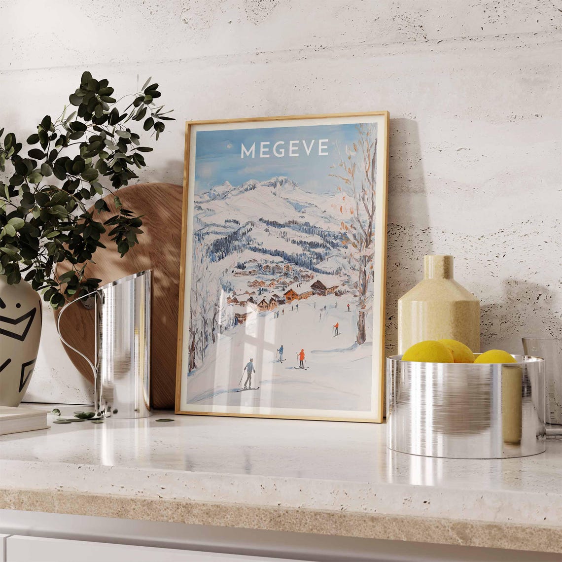 Skiing Travel Poster Megve Ski Print France Travel Print Skiing Art Skiing Print Winter Sport Art Ski Gift - Image 2
