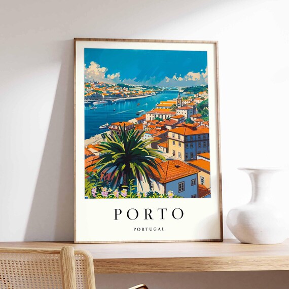 Porto Portugal Douro River Riverside Old Town Cityscape Poster