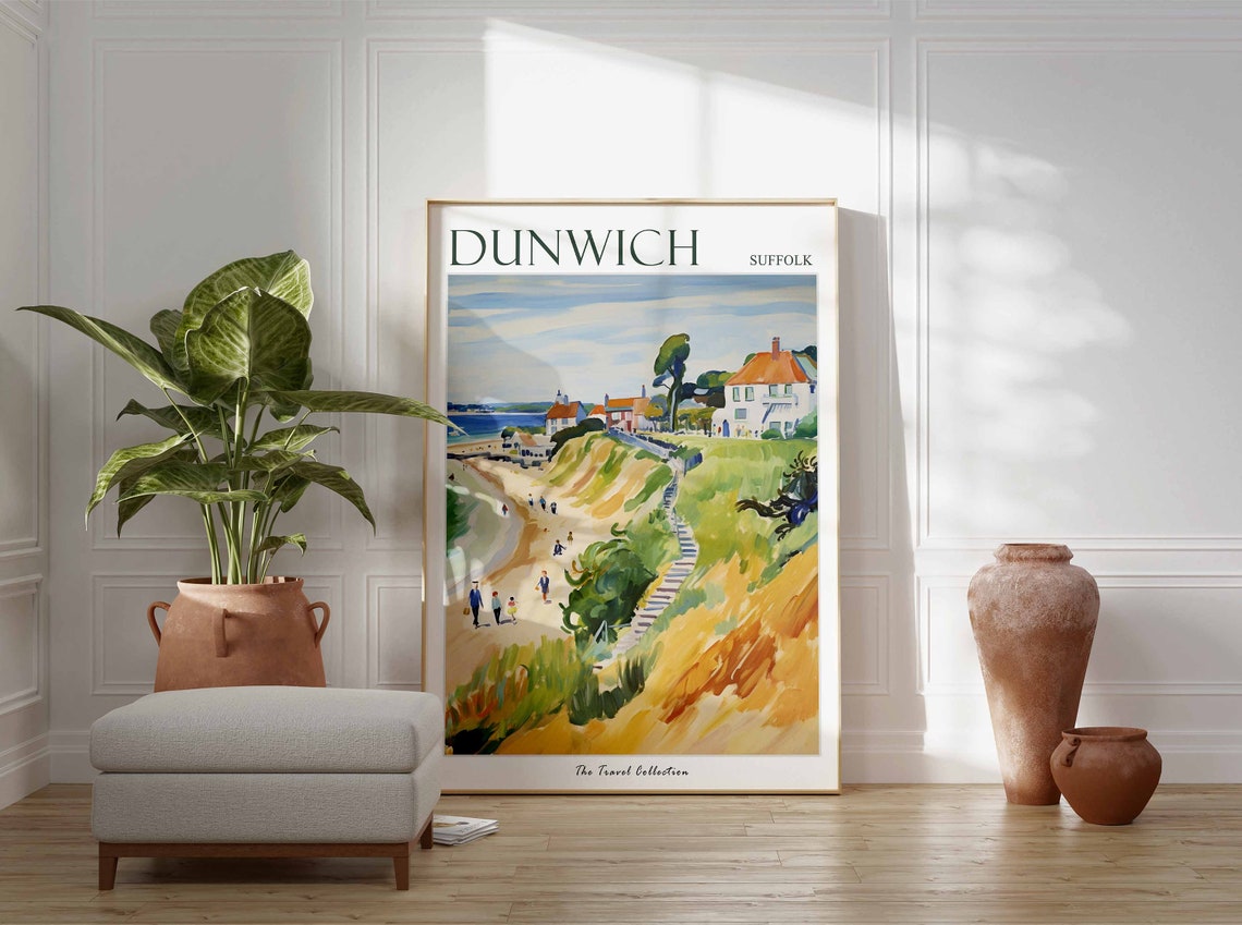 Dunwich Suffolk Cliff Path Beach Cottages Coastal Walk Seaside Poster - Image 3