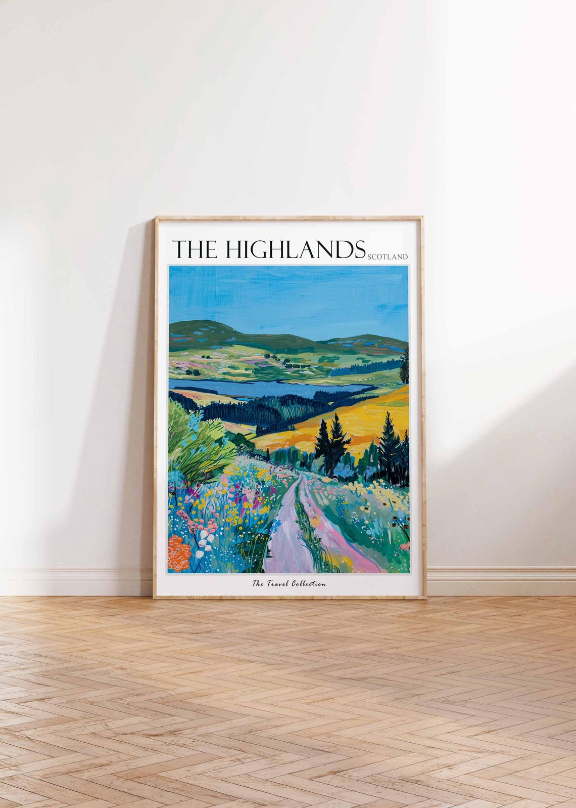 The Highlands Scotland Wildflower Path Loch Painted Travel Poster - Image 2