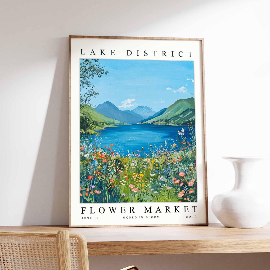 Lake District Flower Market Wildflower Meadow Lake Art Poster