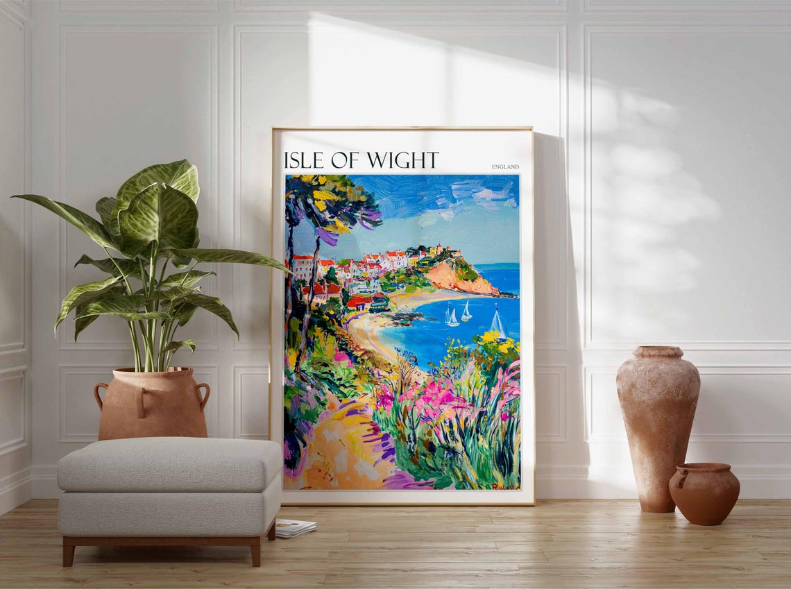 Isle Of Wight Poster Uk Travel Poster Coastal Wall Art British Decor Uk Home Decor Isle Of Wight Travel Print Island Poster Uk Decor - Image 3