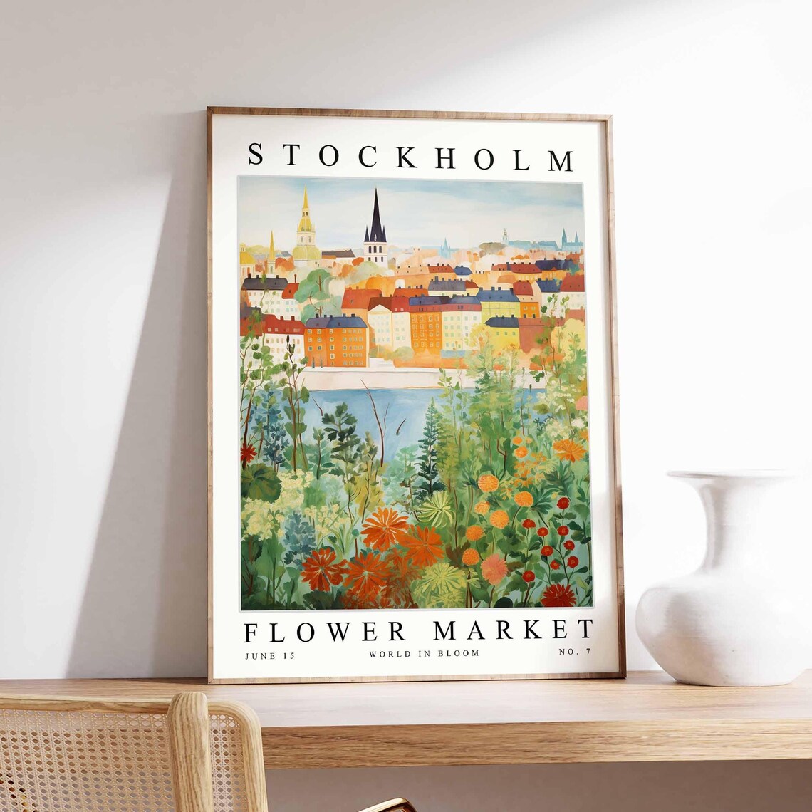 Stockholm Flower Market Spires Poppy Wildflower Garden Poster