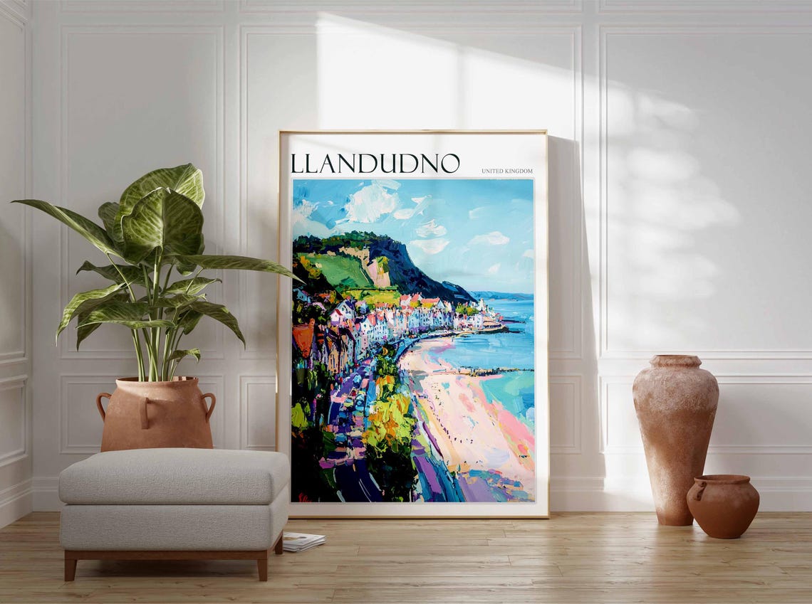 Llandudno Poster Wales Poster Uk Travel Print Coastal Wall Art British Decor Wales Travel Print Beach House Decor Llandudno Wales Art - Image 3
