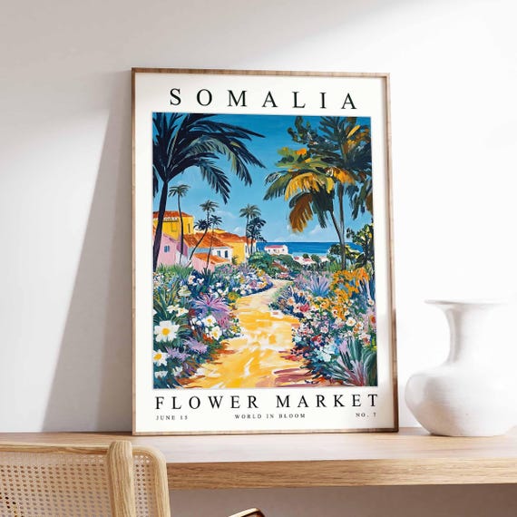 Somalia Flower Market Poster Print Somali Floral Wall Art Decor Botanical Africa African Travel