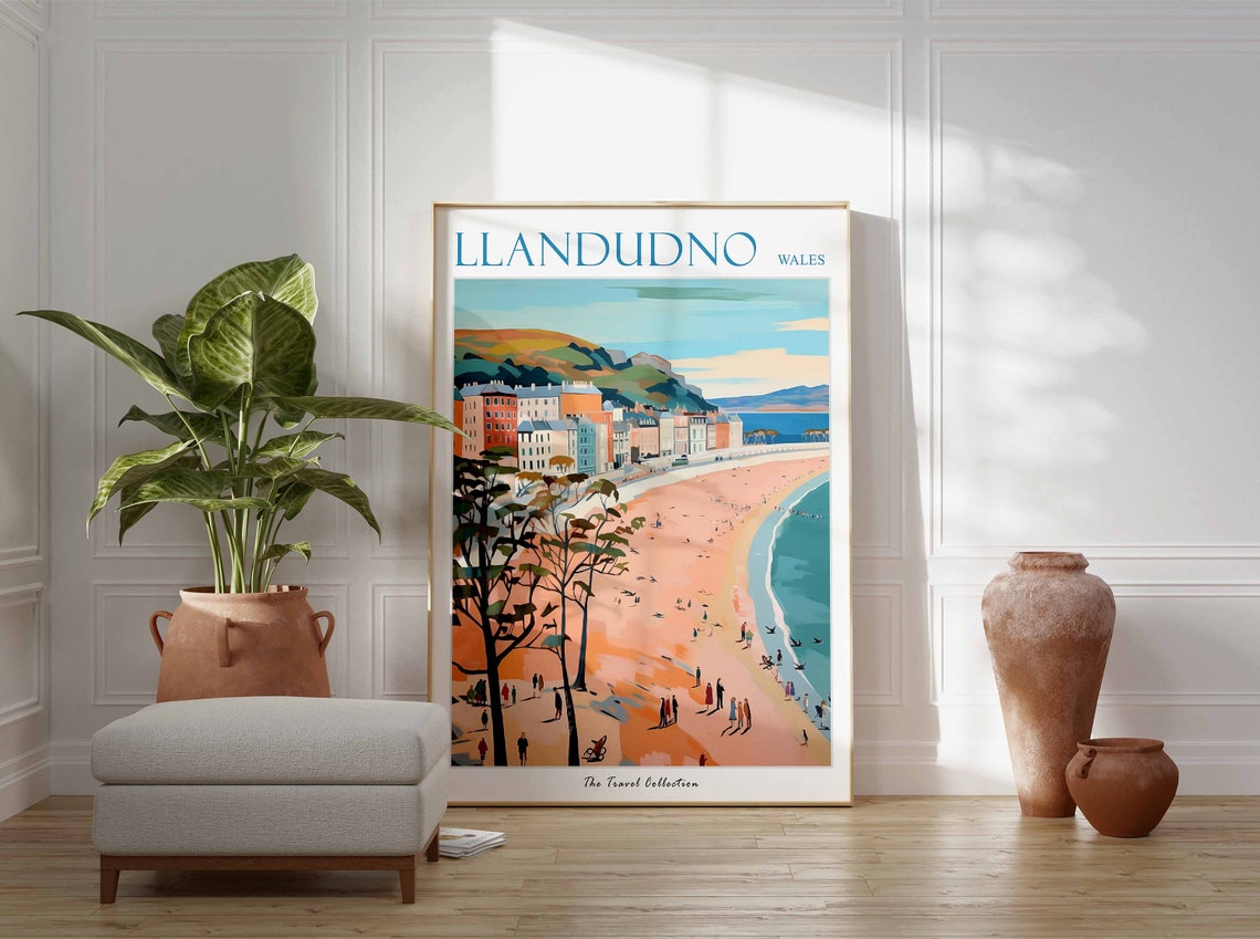 Llandudno Wales Victorian Seafront Terraces and Sandy Bay Poster - Image 3
