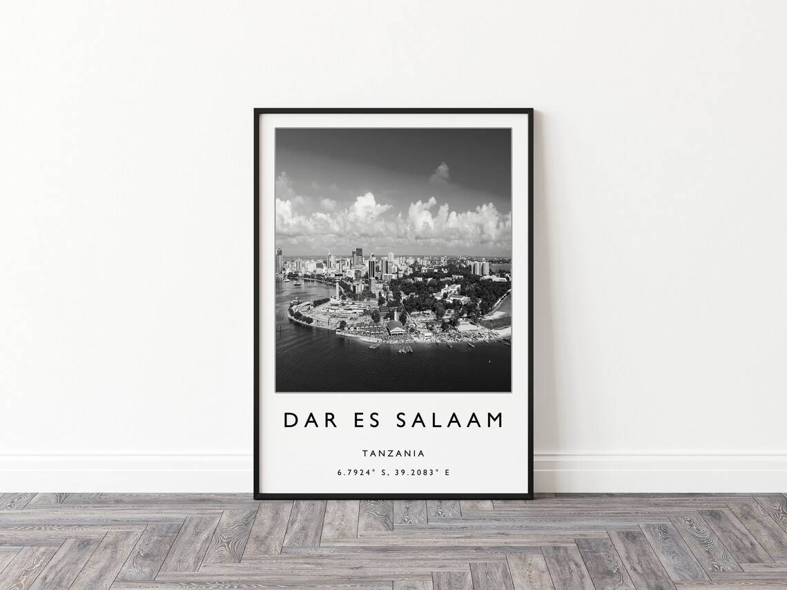 Dar es Salaam Tanzania Harbor City Aerial Black White Photo Poster - Image 3