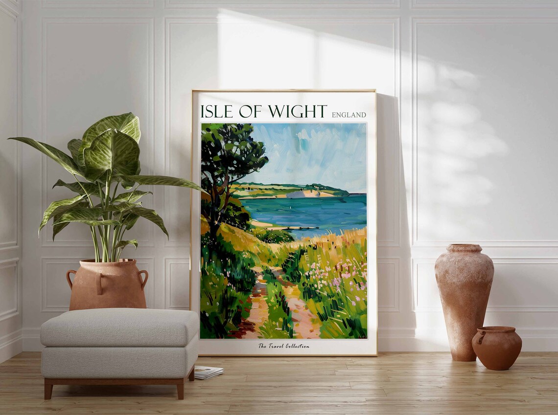 Isle of Wight England Woodland Path to the Coast Scene Poster - Image 3