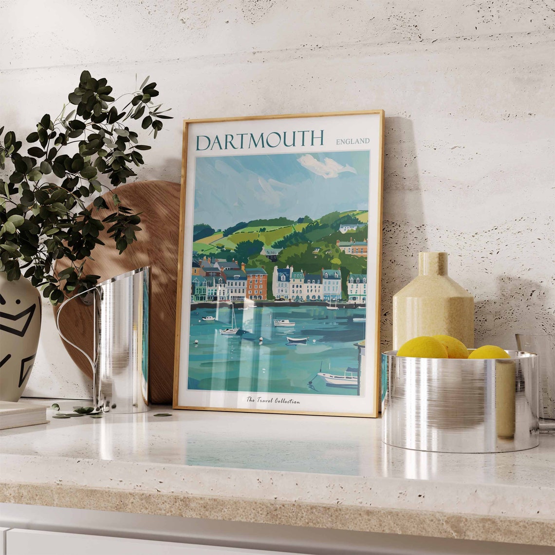 Dartmouth England Harbor Boats Illustrated Travel Poster Art - Image 3