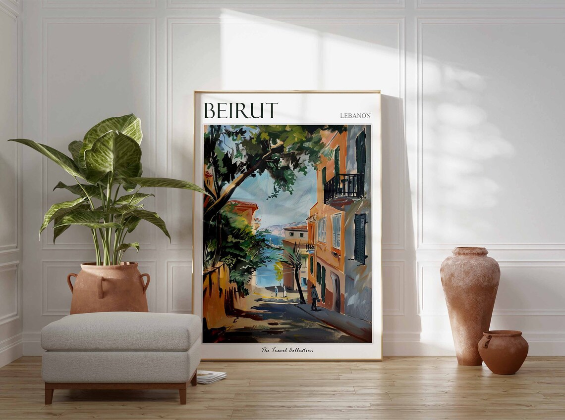 Beirut Lebanon Old Street Leading To The Sea Painting Poster - Image 3