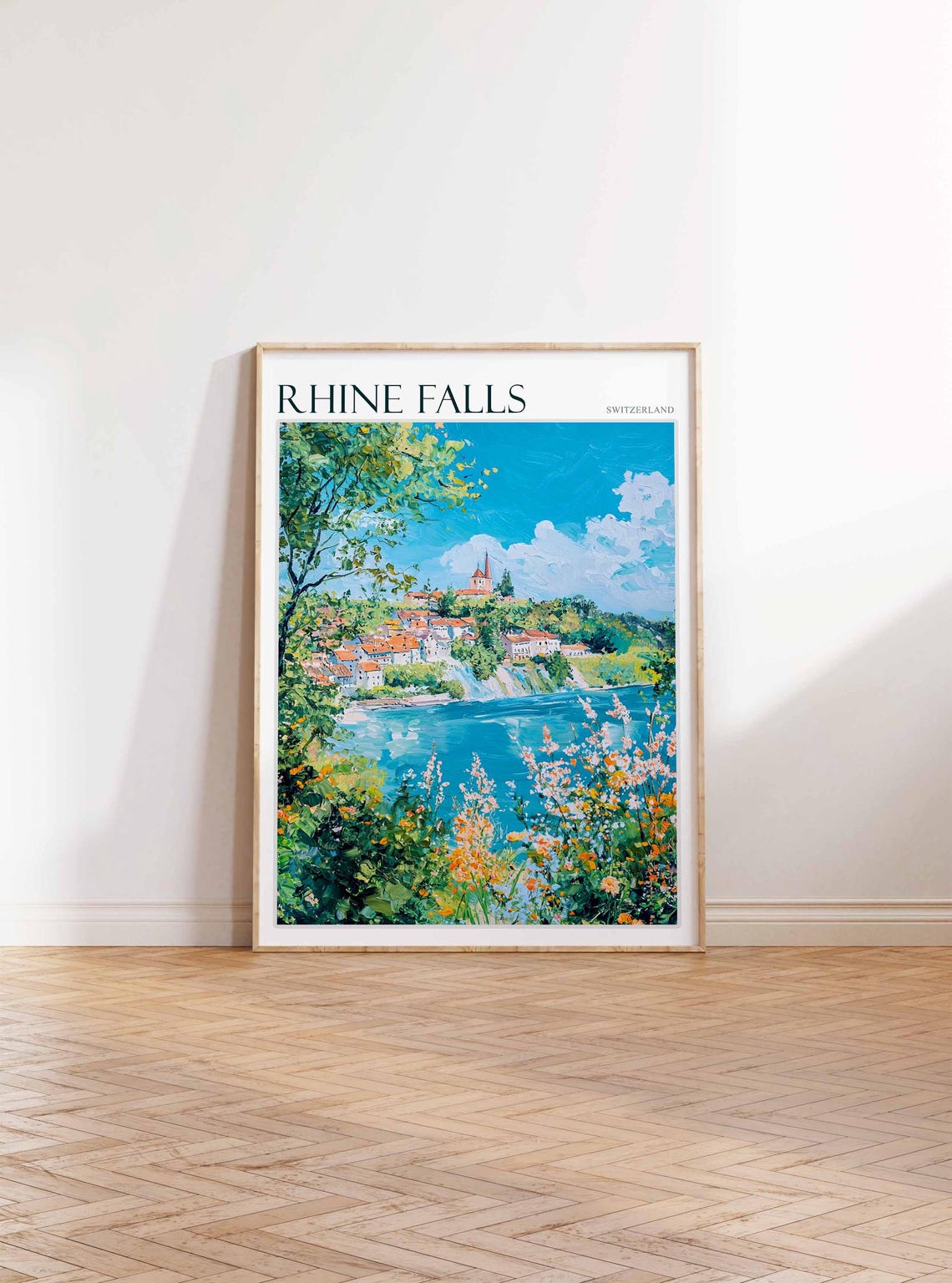 Rhine Falls Poster Rhine Falls Travel Print Swiss Decor Europe Travel Poster European Wall Art Switzerland Wall Art Botanical Decor - Image 2