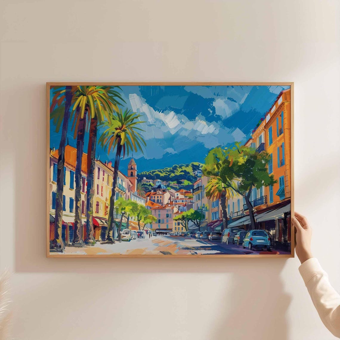 Cannes Poster France Travel Print French Riviera Wall Art Coastal Decor Beach Europetravel