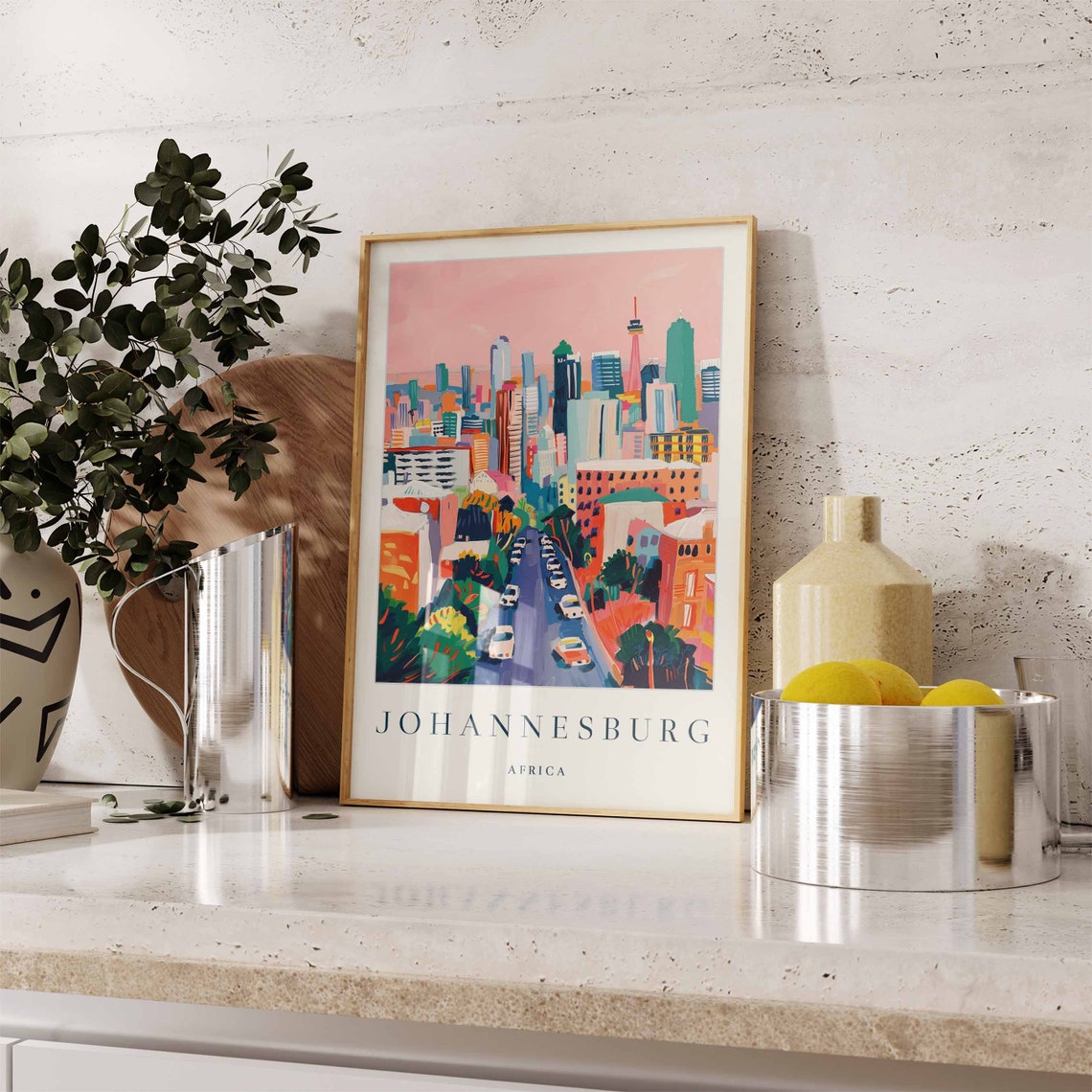 Johannesburg Poster Johannesburg Travel Print Africa Wall Art African Travel Print Tropical Decor City Print Johannesburg Gift - Image 2