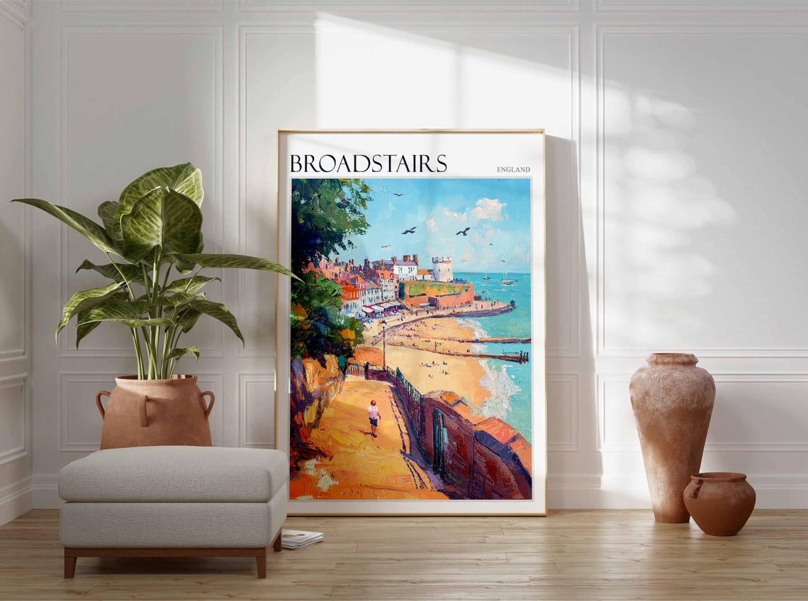 Broadstairs Kent Impasto Bay View Golden Path to the Beach Poster - Image 3