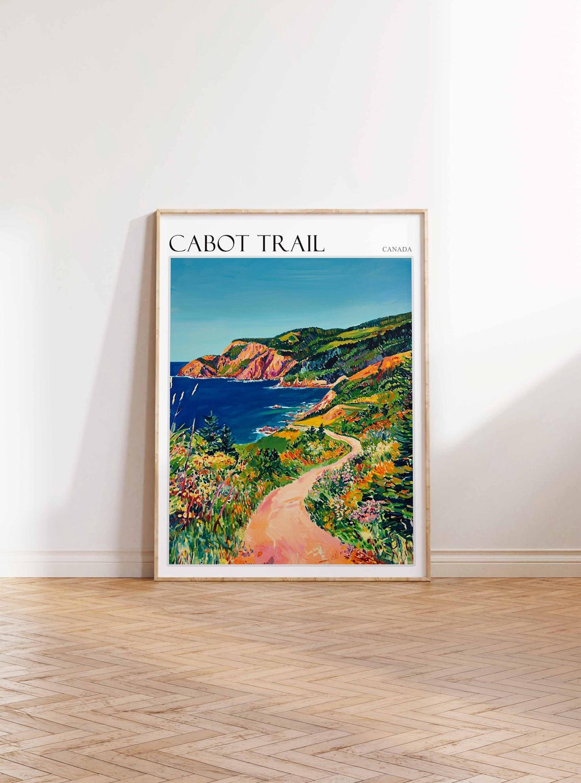 Cabot Trail Canada Coastal Cliffs Winding Trail Painterly Poster - Image 3