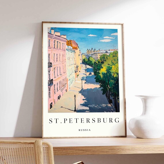 St Petersburg Russia Tree-Lined Boulevard in Pastel Light Poster