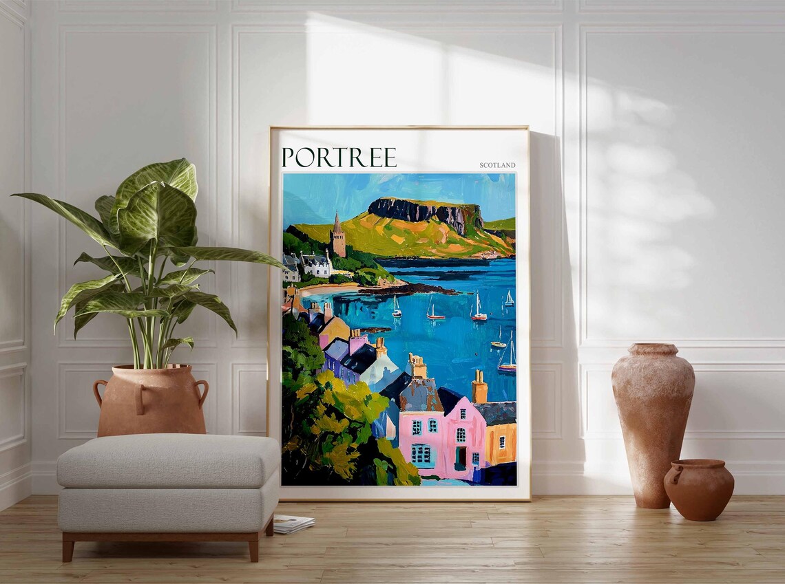 Portree Scotland Church Spire Sailboats Bay Vintage Travel Poster - Image 4