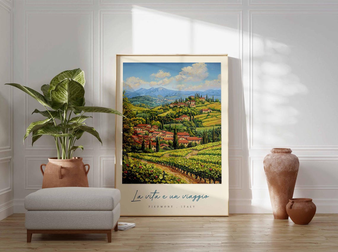 Piedmont Poster Italian Travel Print Piedmont Travel Art Piedmont Wall Art Italy Art Italy Travel Decor Italian Travel Gift - Image 3