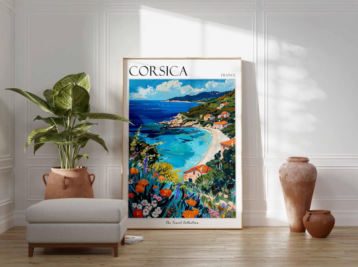 Corsica Poster France Travel Print French Decor Europe Travel Poster European Wall Art Sea Print Corsica Gift Corsica Travel Poster - Image 3