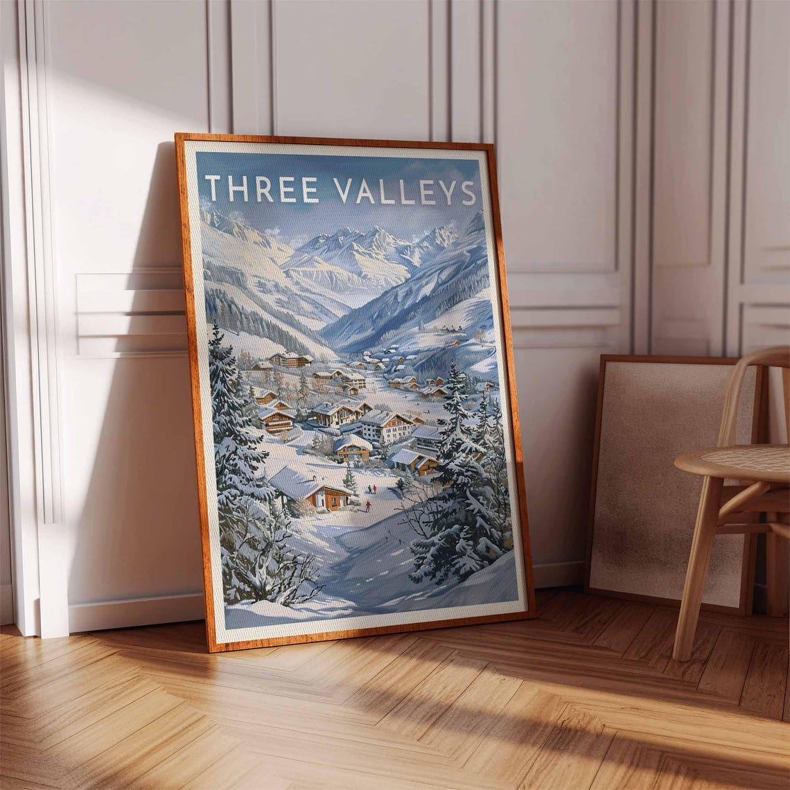 Three Valleys Village Tucked in a Snowy Mountain Valley Poster - Image 3