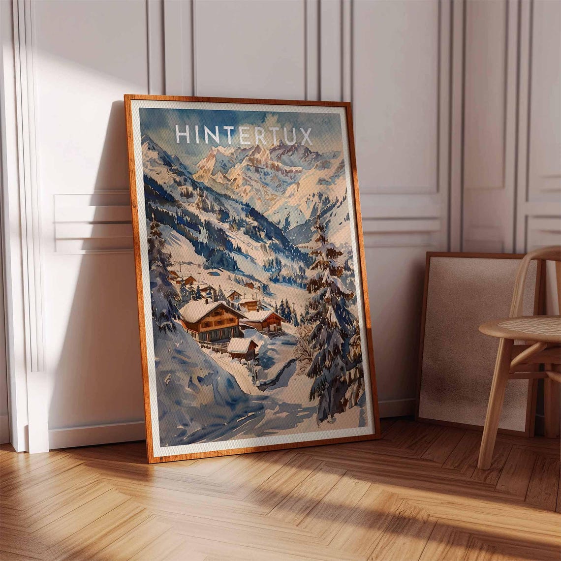 Hintertux Austria Painterly Snowy Chalets Among Pines Travel Poster - Image 2