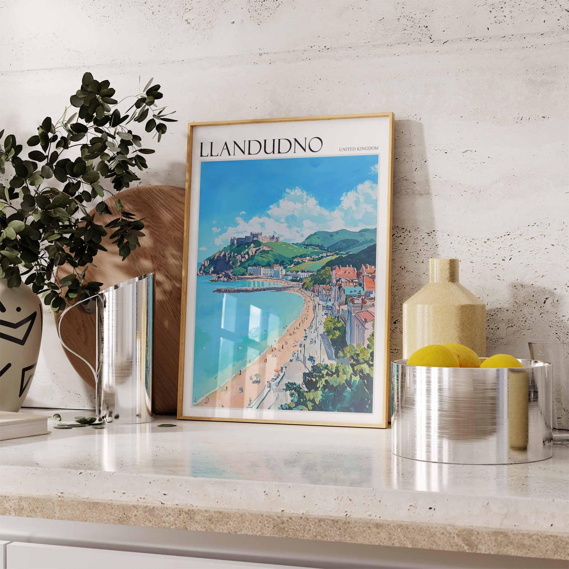 Llandudno Poster Wales Poster Uk Travel Print Coastal Wall Art British Decor Wales Travel Print Beach House Decor Llandudno Wales Art - Image 2