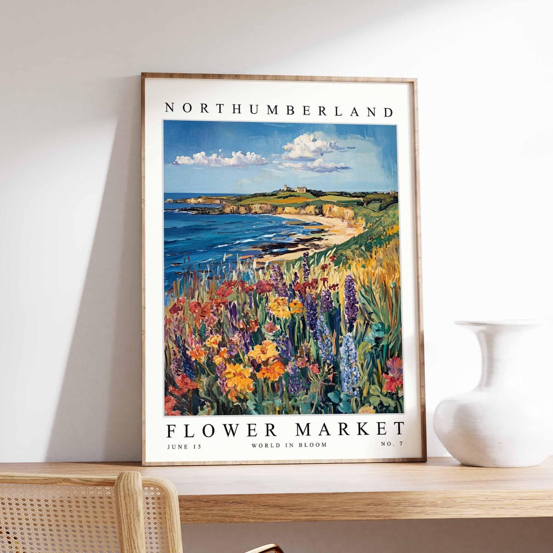 Northumberland Flower Market Lupine Bay Headland View Poster