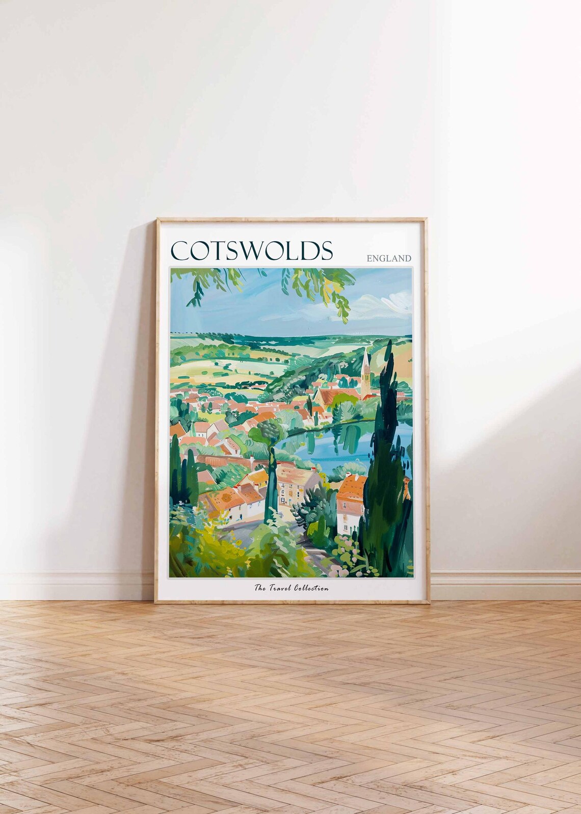 Cotswolds England Countryside Village Church Colorful Art Poster - Image 2