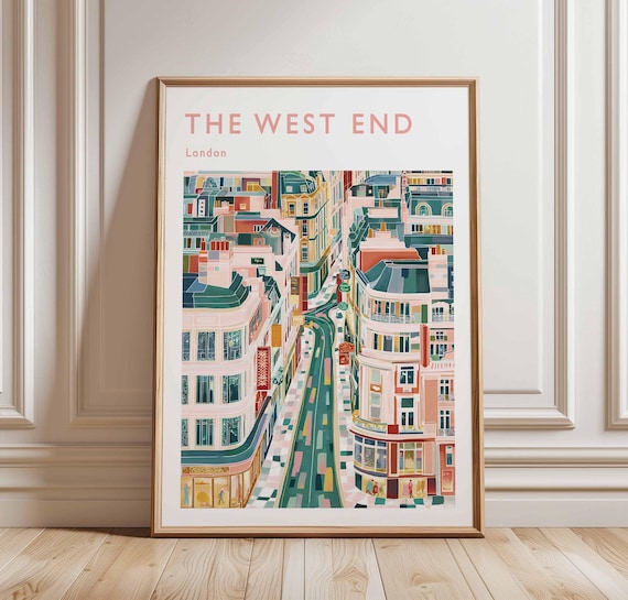 The West End London Theatre District Street Scene Travel Poster