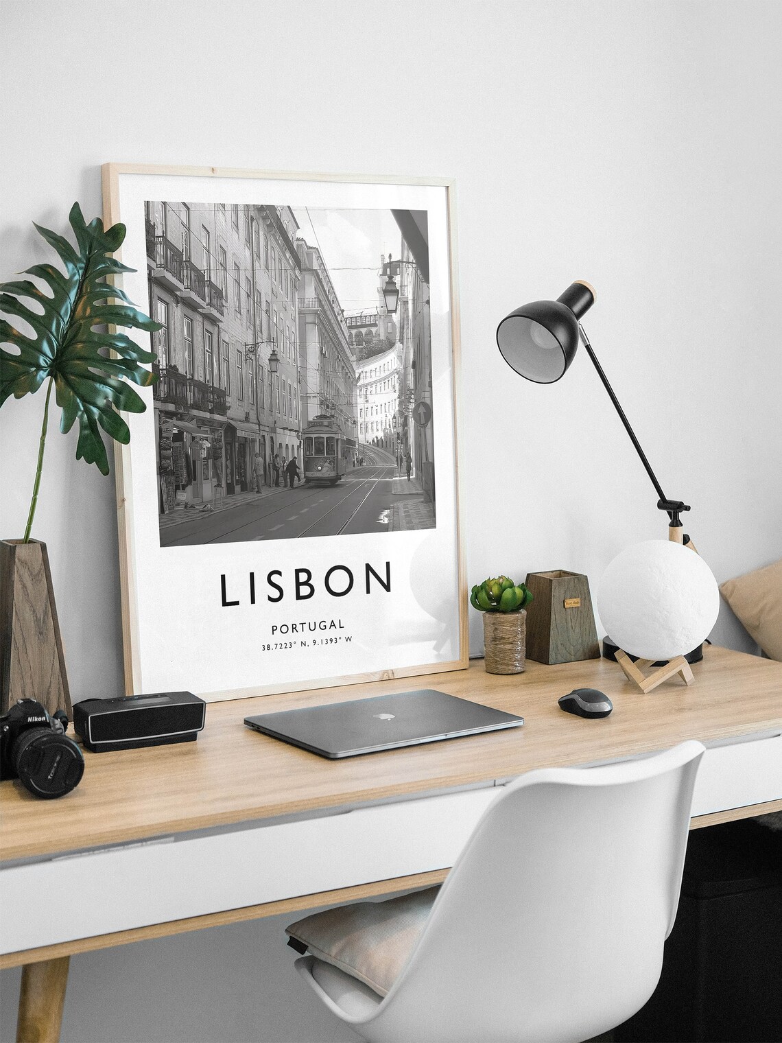 Lisbon Travel Poster, Black And White Travel Art - Image 3