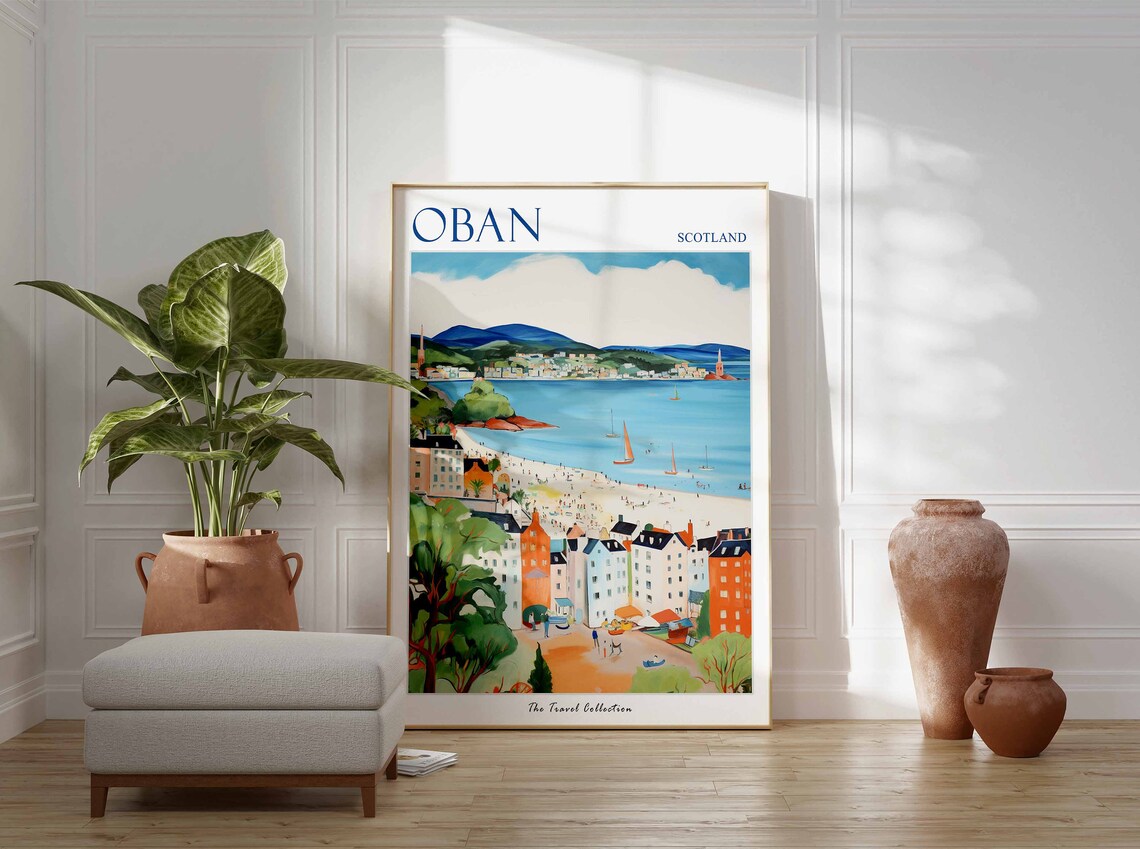 Oban Scotland Bay Beach Colorful Town Summer Seaside Travel Poster - Image 3