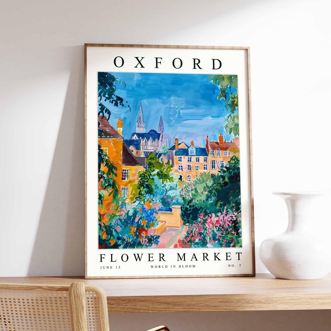 Oxford Flower Market Poster Oxfordprint English Floral Wall Art Oxfordfloral Decor Botanical Uk Print Travel
