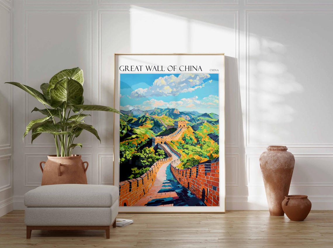Great Wall of China Brick Walkway Green Mountain Ridge Poster - Image 2