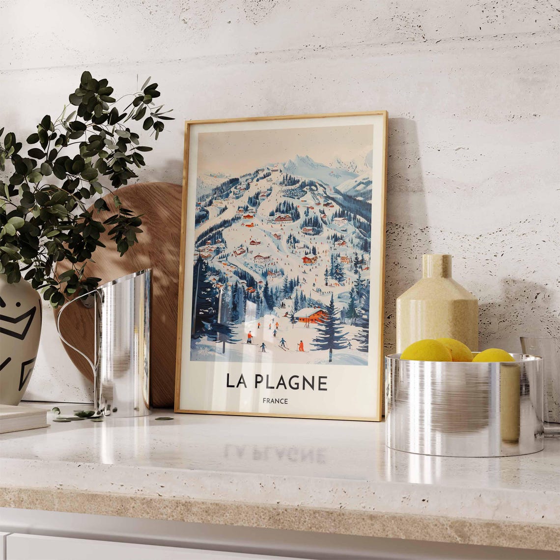 Skiing Travel Poster La Plagne Ski Print France Travel Print Skiing Art Skiing Print Winter Sport Art Ski Gift - Image 2