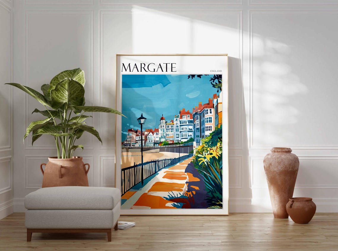 Margate England Seaside Promenade Grand Hotel Lamppost Art Poster - Image 2