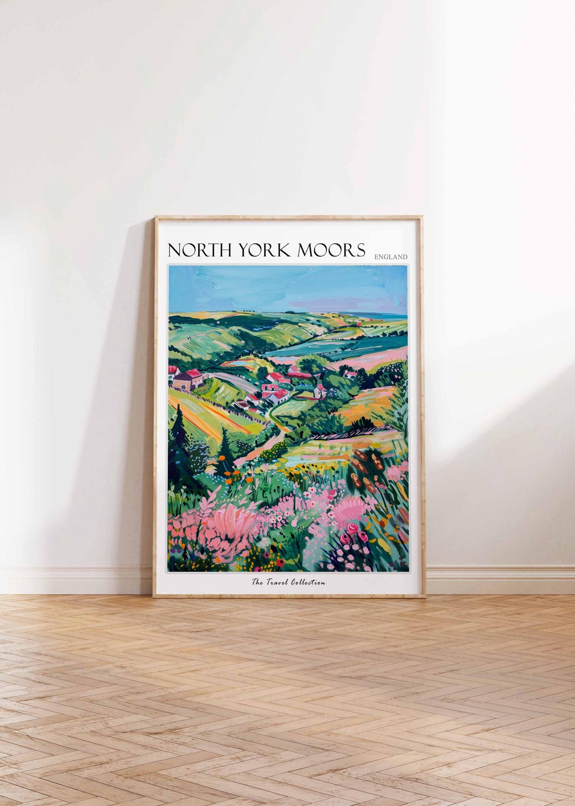 North York Moors England Pink Wildflower Meadow Village Poster - Image 2