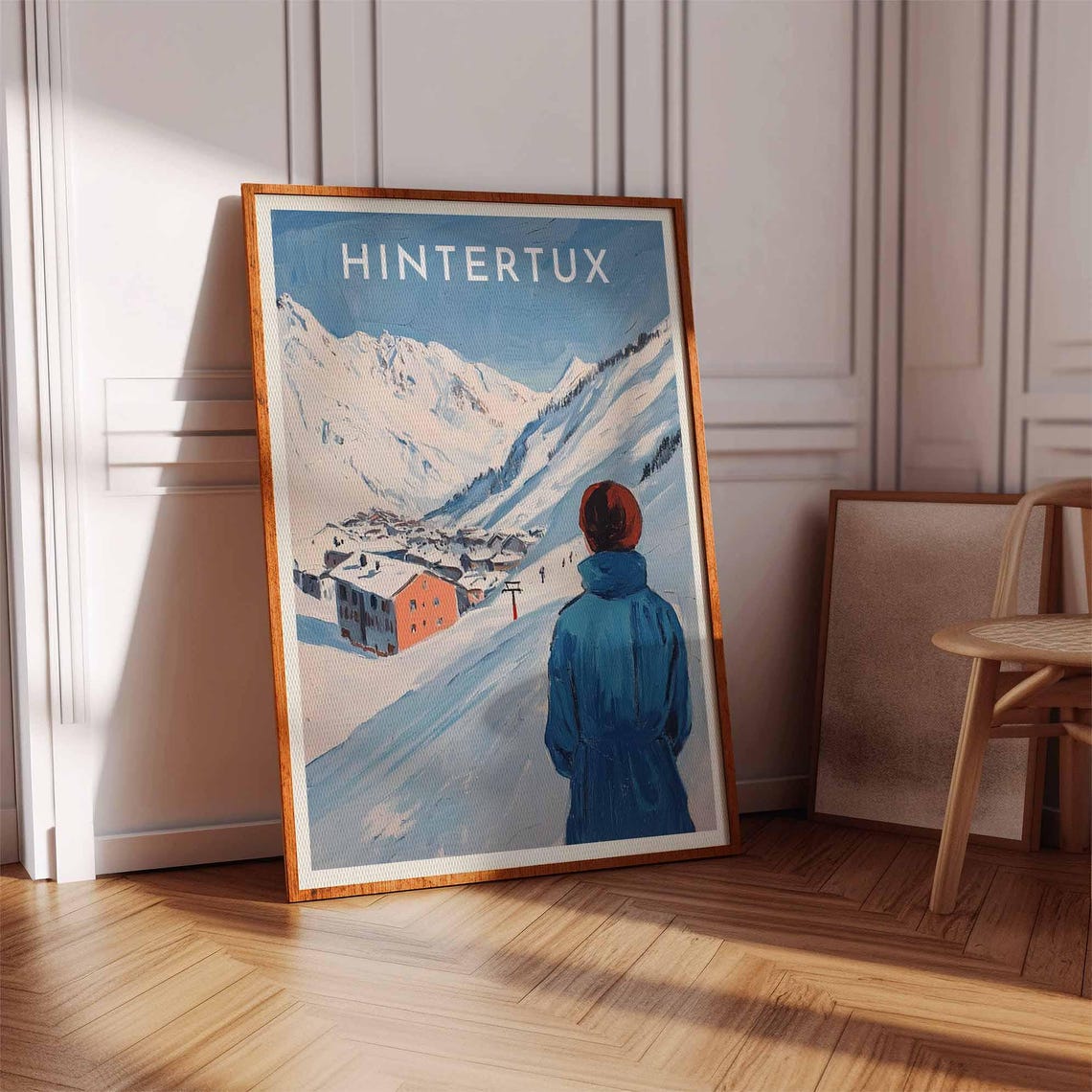 Hintertux Austria Painterly Skier Overlooking Snowy Valley Poster - Image 2