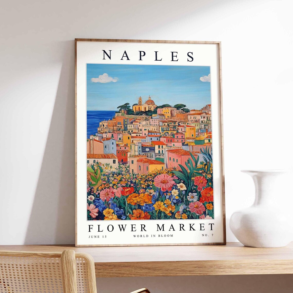 Naples Flower Market Italian Coastal Town Wildflower Bloom Poster