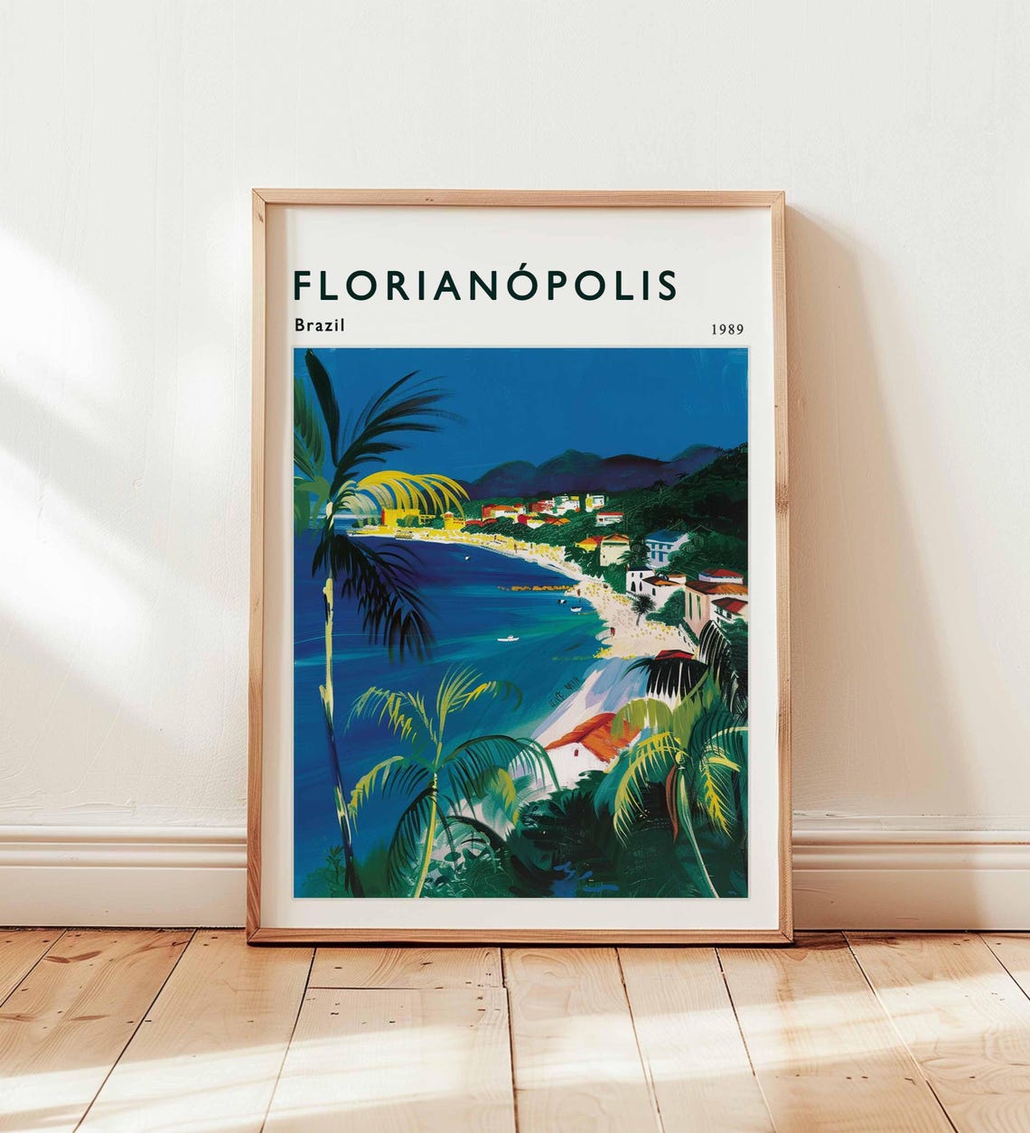 Florianopolis Brazil Island Beach Palm Night Coastal Travel Poster
